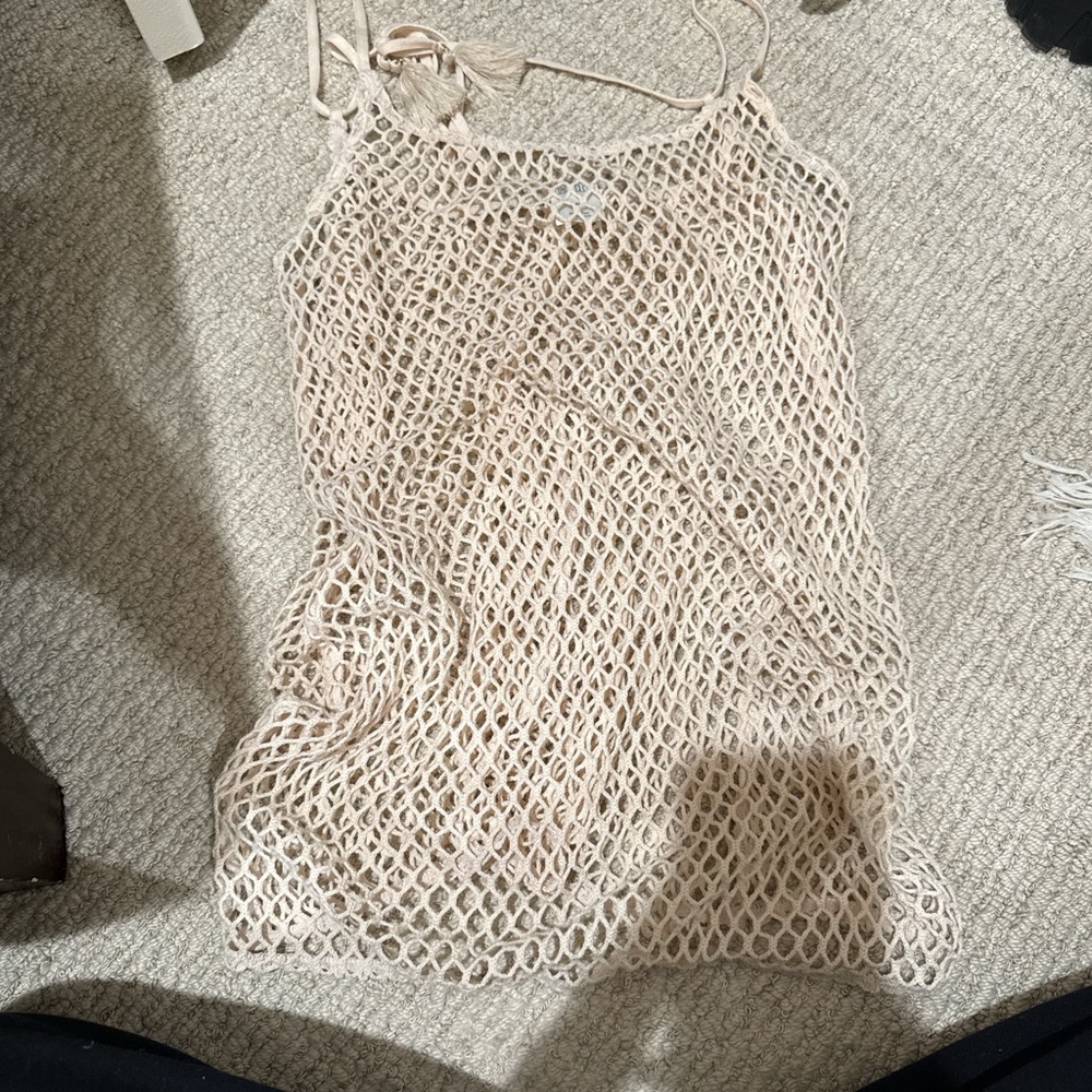 Target Cream Mesh Swim Coverup